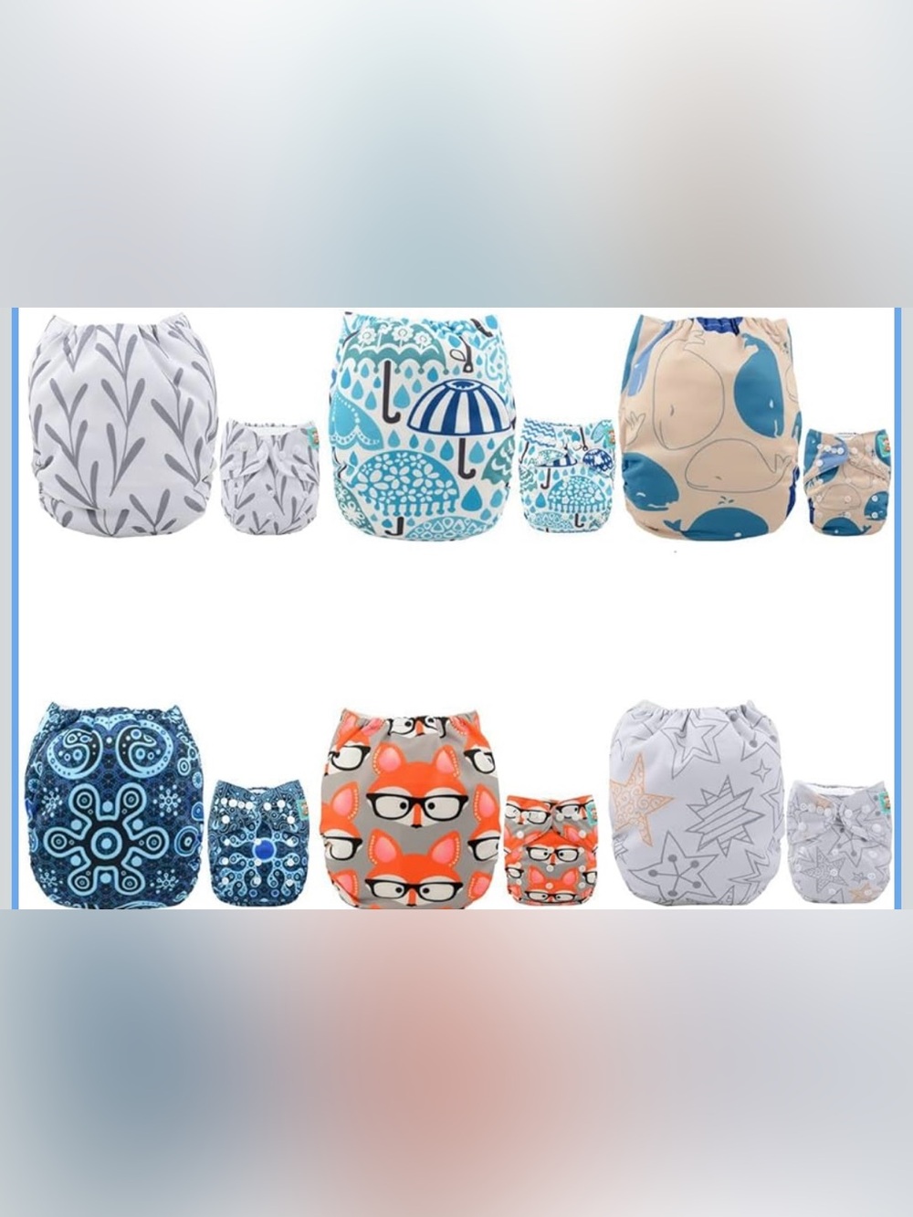 Alba baby Reusable Kids Cloth Diaper Cover - Blue & Orange Animal Prints